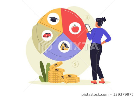 Monthly Budget Allocation and Expense Tracker Illustration Monthly Budget Allocation and Expense Tracker Illustration 129379975