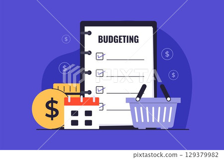 Grocery Budgeting Checklist and Shopping List Illustration 129379982