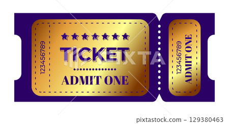 Elegant Gold and Purple Ticket for Event Admission Elegant Gold and Purple Ticket for Event Admission 129380463