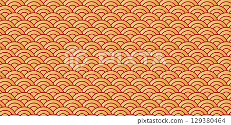 Traditional Chinese Pattern with Red and Gold Tones 129380464