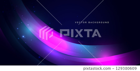 Hi-speed blue neon pink curve rays on dark blue background. Speed motion moving concept. 129380609