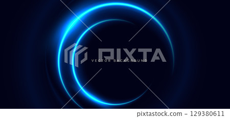 Futuristic blue circles glowing overpping on dark blue background. Speed motion moving movement concept. Futuristic blue circles glowing overpping on dark blue background. Speed motion moving movement concept. 129380611