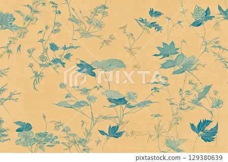 天然野花圖案水彩風格 天然野花圖案水彩風格 129380639