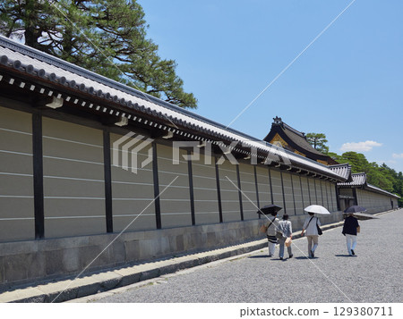 Summer tourist attraction Kyoto Imperial Palace and tourists 129380711