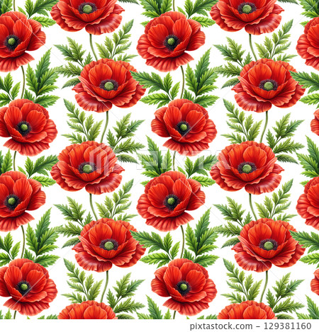 red summer poppies flowers seamless pattern for textile, surface design or scrapbook red summer poppies flowers seamless pattern for textile, surface design or scrapbook 129381160