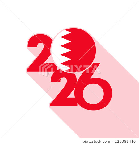 2026 Long Shadow Banner with Bahrain Flag Inside. 2026 Long Shadow Banner with Bahrain Flag Inside. 129381416