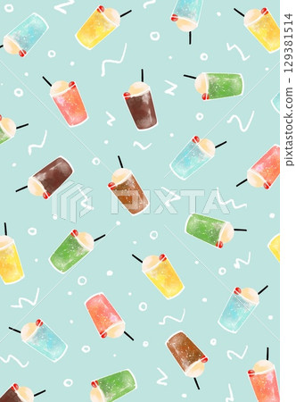 Soda and coffee float pattern, light blue 129381514