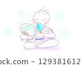 炎熱的夏天，冰淇淋和風扇 129381612