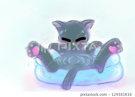 Cat in the pool 129381616