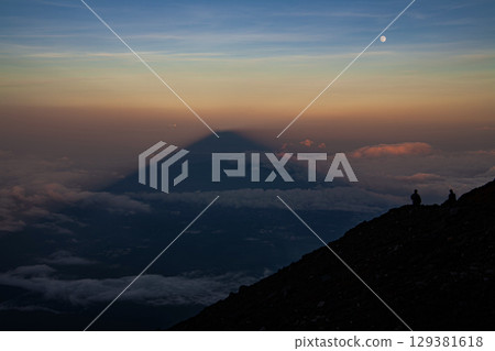 Shadow of Mt. Fuji and the Moon 129381618