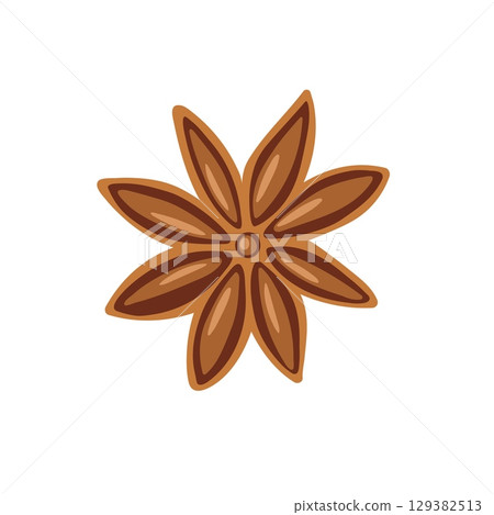 Anise stars isolated on white background. Spice cartoon vector illustration Anise stars isolated on white background. Spice cartoon vector illustration 129382513