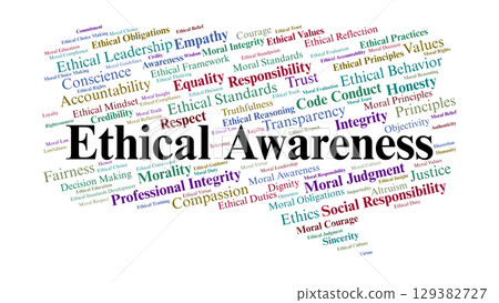 Ethical Awareness Word Cloud. Integrity, Morality, Responsibility, And Principles Ethical Awareness Word Cloud. Integrity, Morality, Responsibility, And Principles 129382727