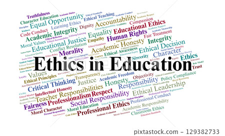 Ethics In Education Word Cloud. Keywords About Integrity, Fairness, And Responsibility Ethics In Education Word Cloud. Keywords About Integrity, Fairness, And Responsibility 129382733