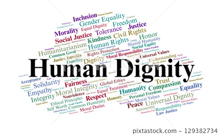 Human Dignity Word Cloud. Equality, Justice, Respect, And Human Rights Concepts Human Dignity Word Cloud. Equality, Justice, Respect, And Human Rights Concepts 129382734