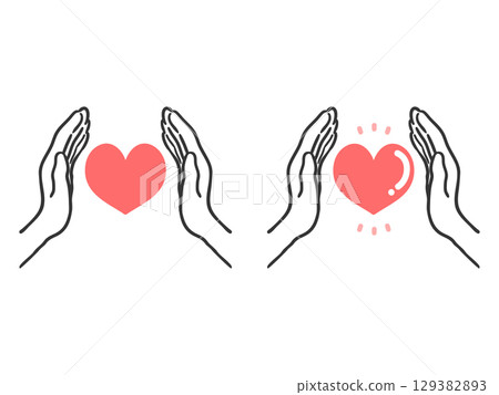 Illustration of two hands and a heart - vector Illustration of two hands and a heart - vector 129382893