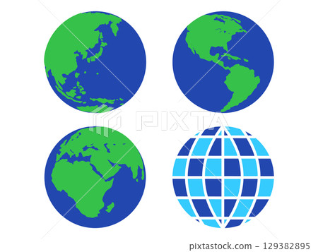 可愛的世界地球儀插圖集向量 129382895