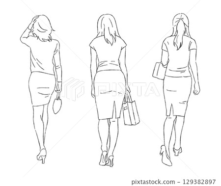 Three women from behind 129382897