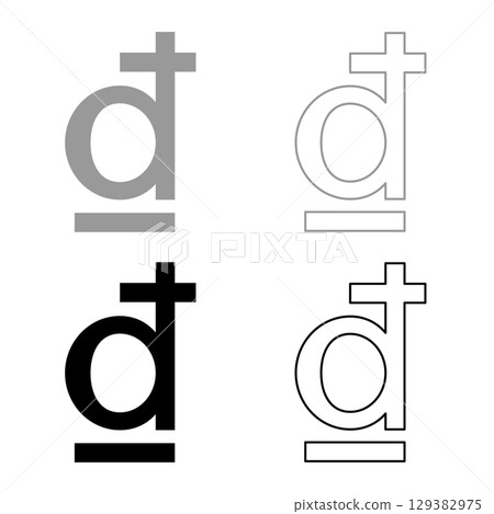 Symbol dong sign vietnamese currency set icon grey black color vector illustration image solid fill outline contour line thin flat style 129382975