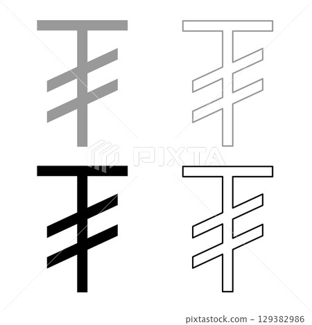 Tugrik symbol sign currency Mongolian money set icon grey black color vector illustration image solid fill outline contour line thin flat style Tugrik symbol sign currency Mongolian money set icon grey black color vector illustration image solid fill outline contour line thin flat style 129382986