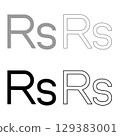 Rupee sign currency symbol money Rs set icon grey black color vector illustration image solid fill outline contour line thin flat style 129383001