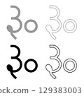 Rupee Gujarat Indian money currency symbol sign set icon grey black color vector illustration image solid fill outline contour line thin flat style 129383003