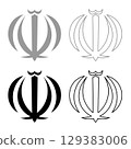 Iran national emblem set icon grey black color vector illustration image solid fill outline contour line thin flat style 129383006