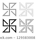 Yarovrat symbol sign slavic pagan set icon grey black color vector illustration image solid fill outline contour line thin flat style 129383008