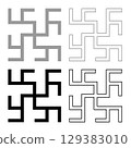 Fern flowers grass symbol sign slavic pagan set icon grey black color vector illustration image solid fill outline contour line thin flat style 129383010