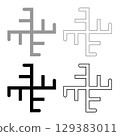 Heavenly cross symbol sign slavic pagan set icon grey black color vector illustration image solid fill outline contour line thin flat style 129383011