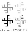 Sun crest symbol sign slavic pagan set icon grey black color vector illustration image solid fill outline contour line thin flat style 129383012