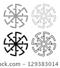 Svitovit symbol sign slavic pagan set icon grey black color vector illustration image solid fill outline contour line thin flat style 129383014