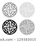 Valkyrie symbol sign slavic pagan set icon grey black color vector illustration image solid fill outline contour line thin flat style 129383015