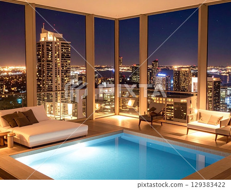 Night views from the higher floors and luxurious guest rooms 129383422