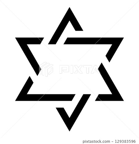 Star of David icon. Judaism sign. Six pointed star. Vector isolated on white background. 129383596