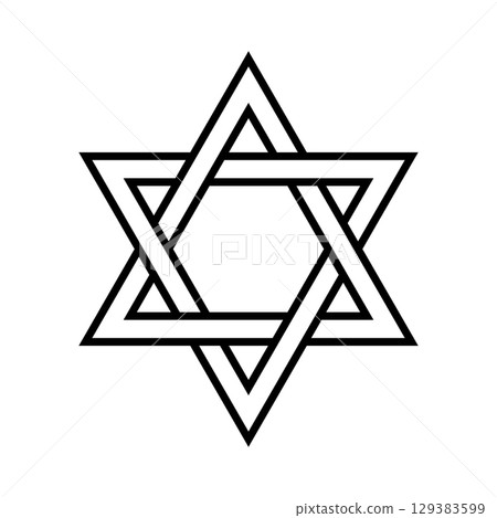 Star of David icon. Judaism sign. Six pointed star. Vector isolated on white background. Star of David icon. Judaism sign. Six pointed star. Vector isolated on white background. 129383599