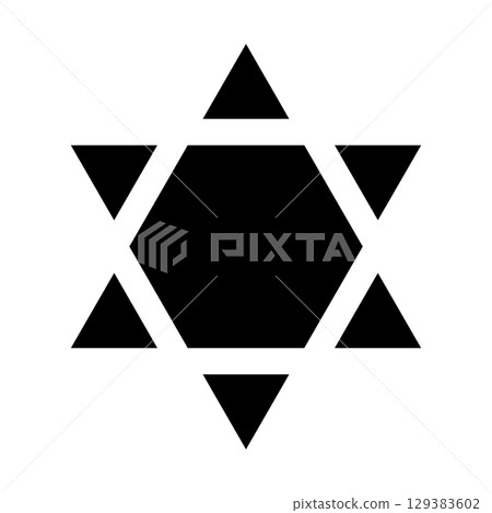 Star of David icon. Judaism sign. Six pointed star. Vector isolated on white background. 129383602