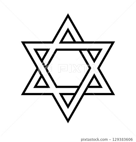 Star of David icon. Judaism sign. Six pointed star. Vector isolated on white background. Star of David icon. Judaism sign. Six pointed star. Vector isolated on white background. 129383606
