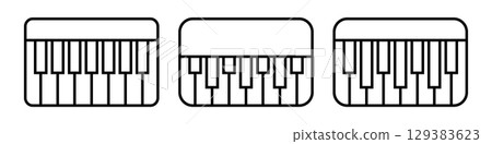 Piano and key line icons. Vector isolated on white background.	 129383623