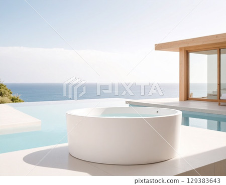擁有海景無邊際泳池和露天浴池的豪華度假村 129383643