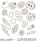 蔬菜的線描插圖 129383654