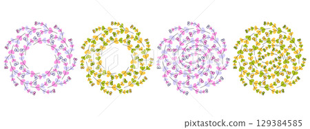 Hand Drawn Heart Shape Twigs Circular Frames borders Copy space and Round Backdrops Template Bundle 129384585