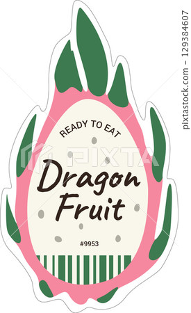 Dragon Fruit or Pitaya Produce Sticker Design Template PLU Code. Vector Package Peeled Tag Isolated Dragon Fruit or Pitaya Produce Sticker Design Template PLU Code. Vector Package Peeled Tag Isolated 129384607