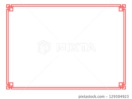 亞洲、中國、中國風格框架紅色背景亞洲結框架和 129384923