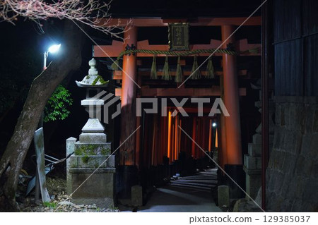 Fushimi Inari Shrine late at night when no one is there Fushimi Inari Shrine late at night when no one is there 129385037