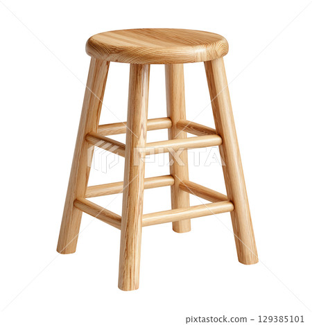 Natural Wooden Stool with Simple Design and Contemporary Style for Any Home or Office Interior 129385101