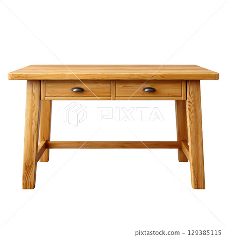 Natural Wooden Desk with Two Drawers Perfect for Home Office and Study Space Usage 129385115
