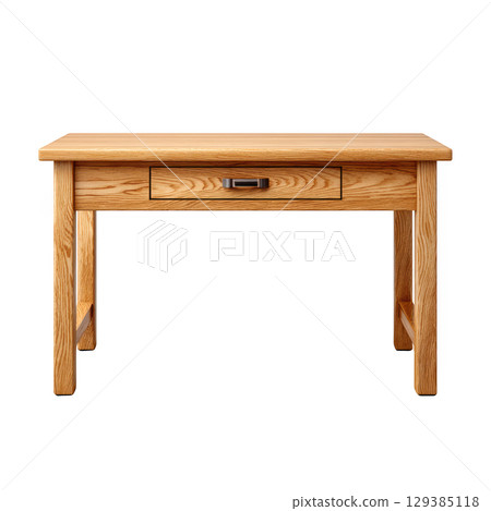 Wooden Desk with Single Drawer in Natural Finish Ideal for Modern Home Office or Study Setup 129385118
