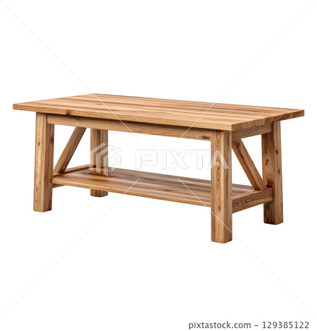 Rustic Wooden Coffee Table with Simple Design and Solid Construction for Home or Office Use 129385122