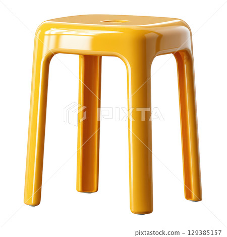 Bright Yellow Plastic Stool for Modern Indoor and Outdoor Use with a Simple Design and Sturdy Construction 129385157