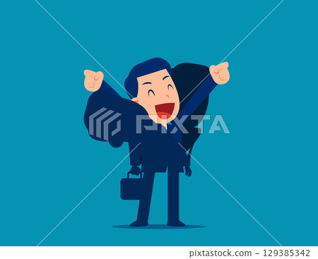 Positive. Businessman coming from shell Positive. Businessman coming from shell 129385342
